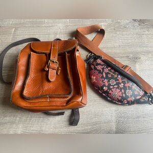 Patricia Nash Brown Leather Backpack and Anthropologie Bag